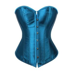 Teal Blue Satin Corset Top